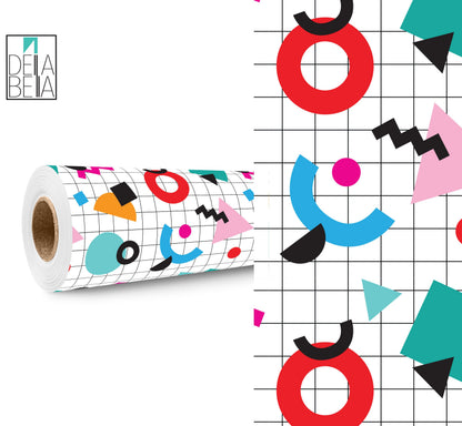 Memphis 80's Style Design Kitchen Cabinets Vinyl Wrapping For Furniture Geometric Peel & Stick Wrap Vinyl Home Decor Furniture Stickers