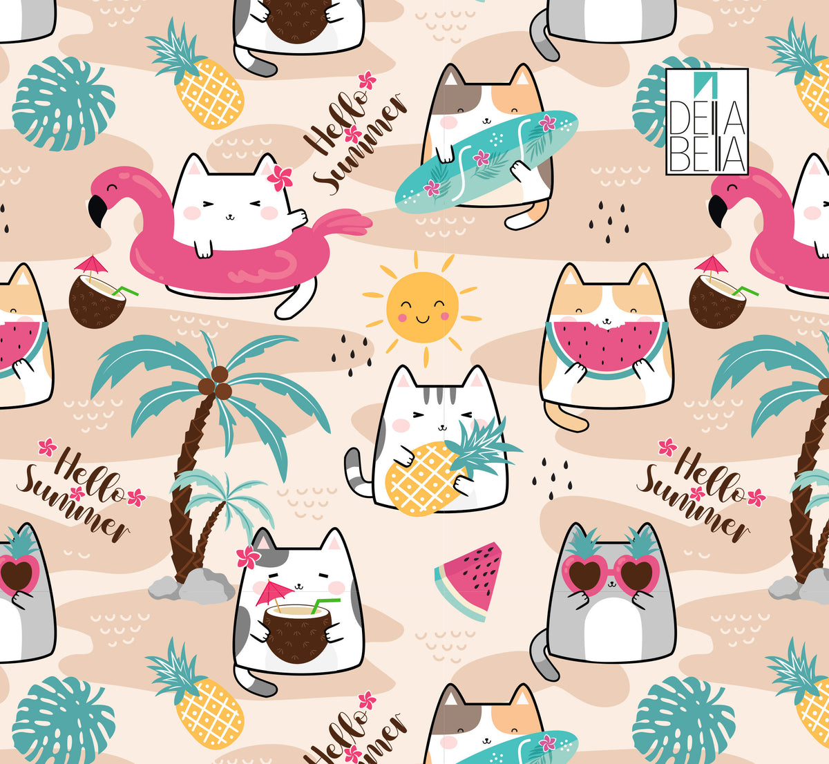 Nursery Summer Cat Boy Girls Baby room Vinyl Wrap For FurnitureSelf Adhesive Film Decal Home Decor Walls Laptop Doors & Upcycling Projects