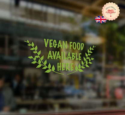 Vegan Food Available Here Sign Deli Restaurants Vinyl Decal Sticker Sign Vinyl Wall Shop Window Vinyl Sign  Business Restaurant Coffee Shops Vinyl Wrap for Furniture, Kitchen Cabinets & Home Upcycling