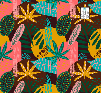 A colorful vinyl wrap featuring a floral pattern with dots on a piece of furniture.
