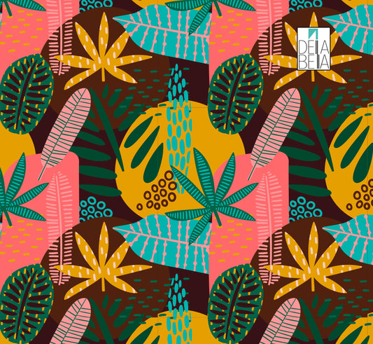 A colorful vinyl wrap featuring a floral pattern with dots on a piece of furniture.