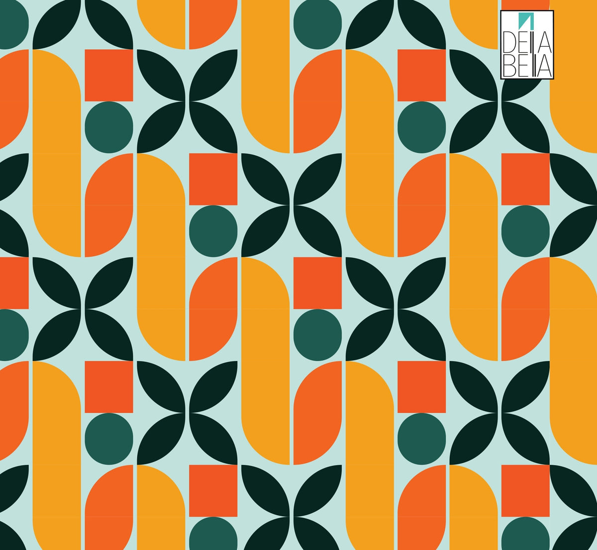 A geometric patterned vinyl wrap featuring retro circles in multiple colors applied to a surface.
