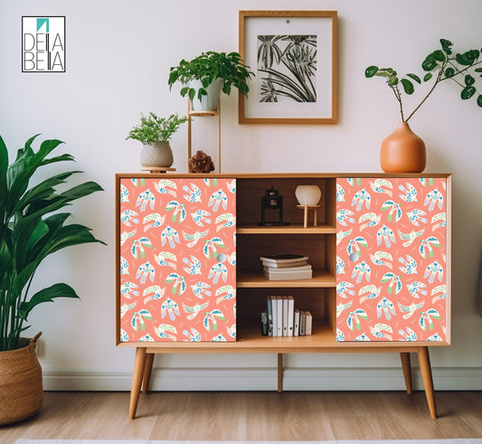Sticky Back Plastic Vinyl Wrapping Furniture Dove Flower Yoga Boho Decoration Fridge Floral Wrap Home Decor Vintage Upcycling Summer 2023