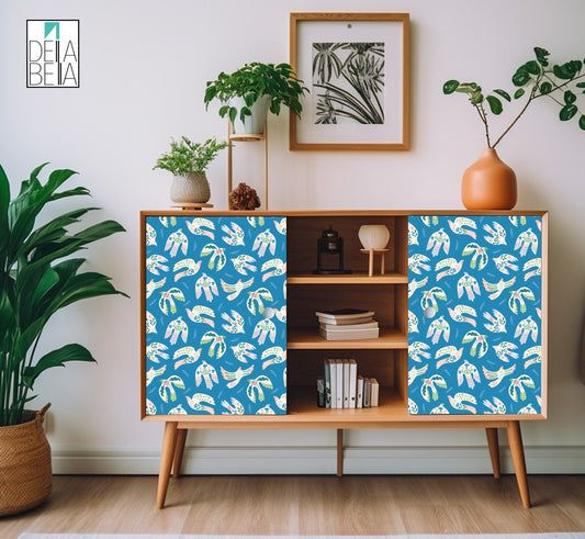Vinyl Wrapping Furniture Dove Sticky Back Plastic Flower Yoga Boho Decoration Fridge Floral Wrap Home Decor Vintage Upcycling, Retro