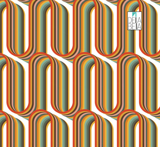 A vinyl wrap featuring a bohemian geometric pattern with a mix of vintage-inspired designs in a multicolor print.
