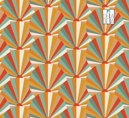 A bohemian inspired geometric pattern vinyl wrap designed for use on furniture or appliances.