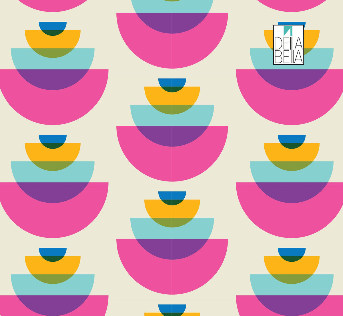 A patterned vinyl wrap featuring abstract geometric designs in vibrant colors, intended for use on furniture or kitchen cabinets.