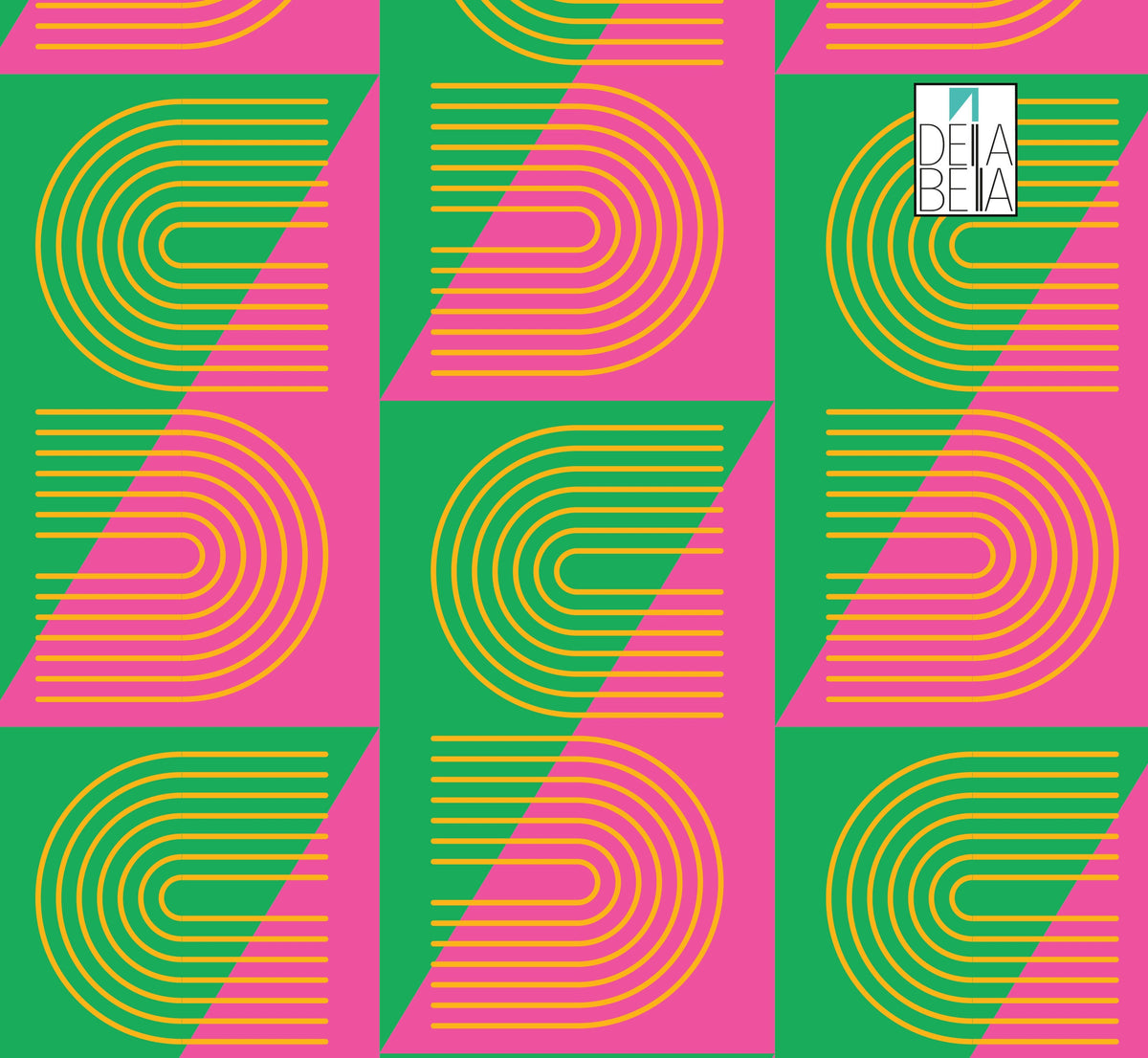 A vinyl wrap with pink and green retro geometric patterns designed for furniture or appliance surfaces.