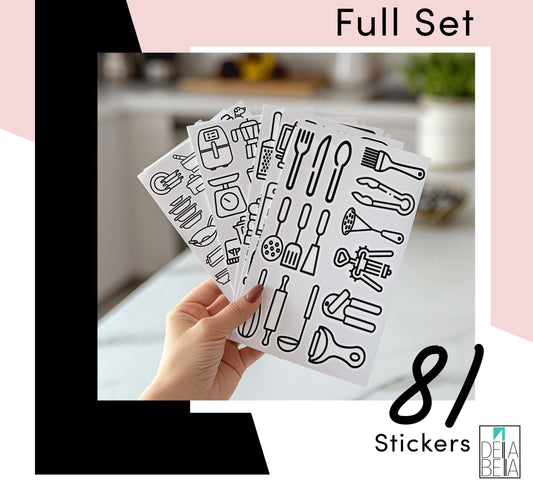 Home Organization Labels Kitchen Utensil Stickers Kitchen Pantry Vinyl Stickers Cabinet Label Stickers Airbnb Stickers for Drawers, Pantry Vinyl Wrap for Furniture, Kitchen Cabinets & Home Upcycling