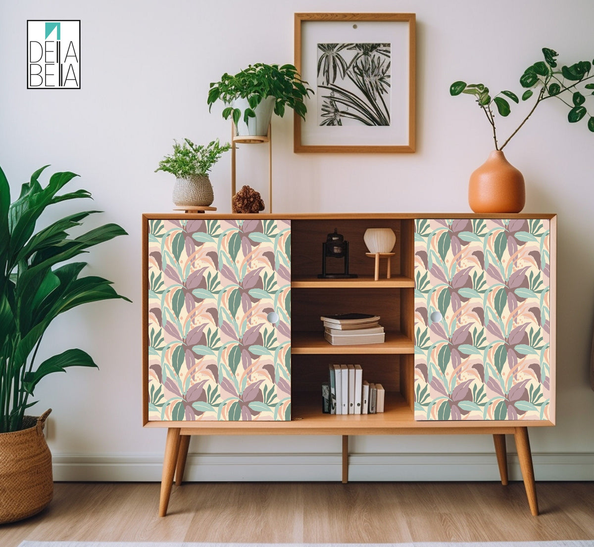 Floral furniture vinyl wrap - peel and stick application