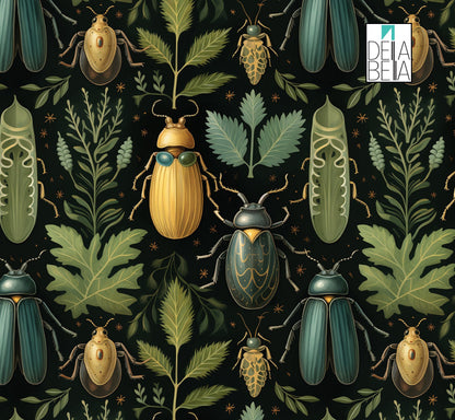 Maximalist beetle print sticky back plastic roll - Della bella UK