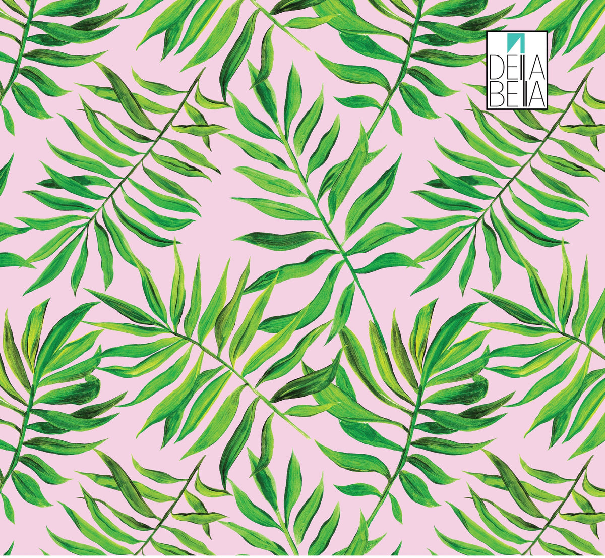 A vinyl wrap featuring a boho floral pattern with various shades of green leaves on a pink background, indicating the product is for furniture upcycling and decoration.