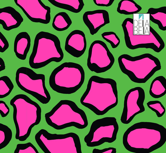 Leopard Print Pink Green Vinyl Wrapping Animal Print Colours Wrap For Furniture Self Adhesive  Home Decor Vintage Upcycling Projects
