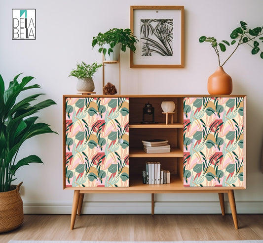 Stylish floral design furniture covering - peel and stick