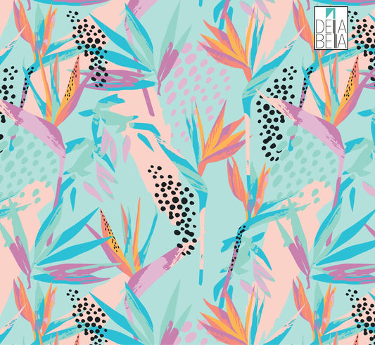 A vinyl wrap featuring a pastel-colored floral pattern, intended for use on furniture such as kitchen cabinets and worktops.
