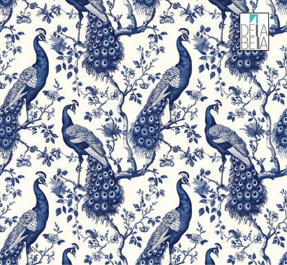 Peacock Vintage Toile Antique French Self Adhesive Vinyl Wrapping Wardrobe Classical Chest of Drawers Drinks Cabinet Tables Vintage Wraps