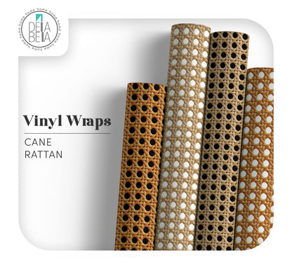 Self-Adhesive Rattan Cane Vinyl Wrap for Furniture & Decor