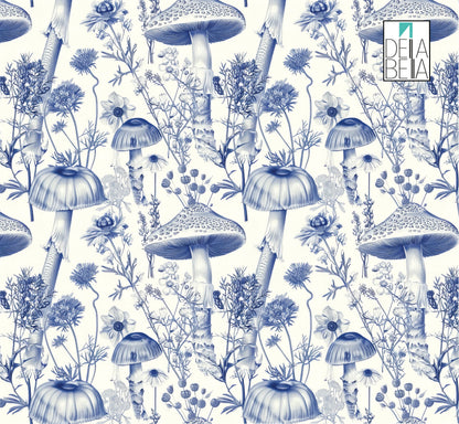 Vinyl Wrapping Vintage Toile Antique French Mushrooms Self Adhesive Marseilles Toile Wardrobe Chest of Drawers Peel and stick  Vintage Wraps