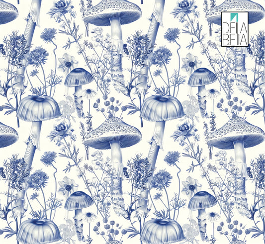 Vinyl Wrapping Vintage Toile Antique French Mushrooms Self Adhesive Marseilles Toile Wardrobe Chest of Drawers Peel and stick  Vintage Wraps