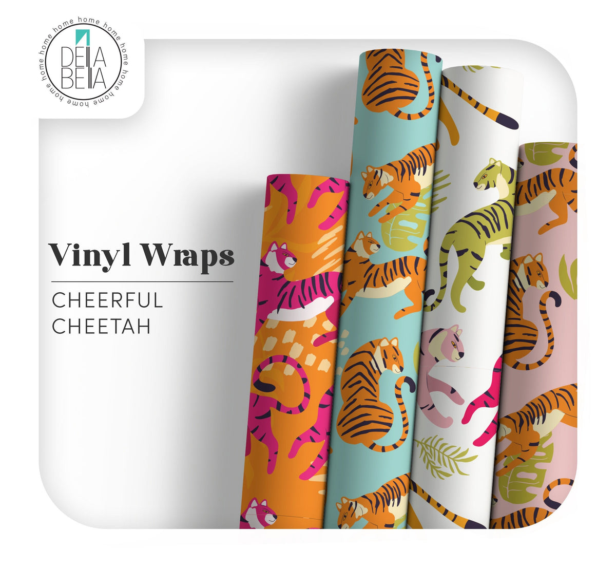 leopard print vinyl wrapping for funiture image showing rolls of self adhesive peel and stick 