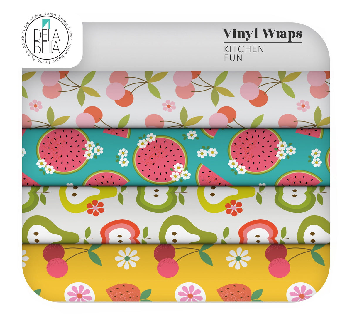 Retro Vinyl Wrapping for Kitchen Fruits Designs