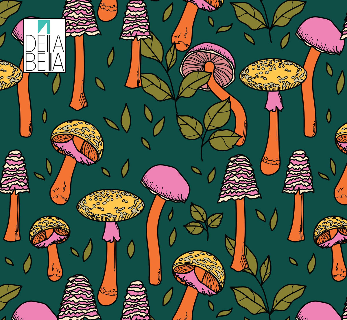 Mushrooms Maximalist Peel and stick Vinyl Wrapping for Furniture
