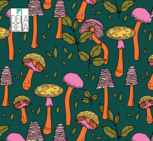 Mushrooms Maximalist Peel and stick Vinyl Wrapping for Furniture