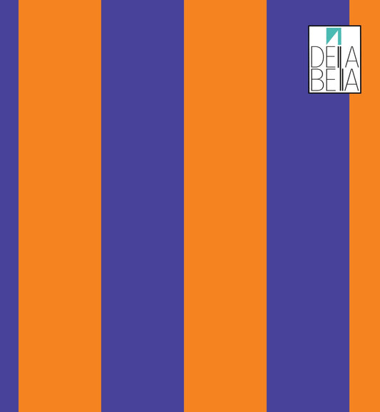Orange Blue Stripe Vinyl Wrap Vintage Peel & Stick Self Adhesive Film