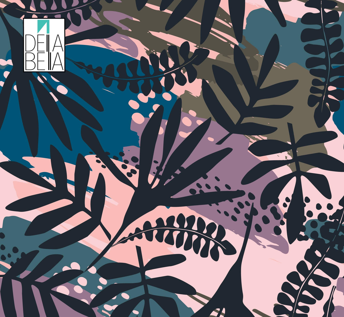 A vinyl wrapping with a floral pattern in various colors including black, blue, pink, and purple, designed for furniture upcycling.
