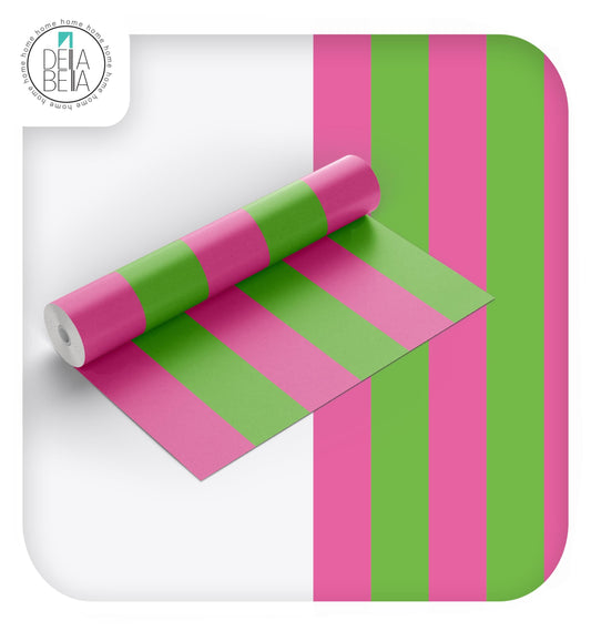 Green Pink Stripe Vinyl Wrap Peel & Stick Self Adhesive Furniture Upcycle