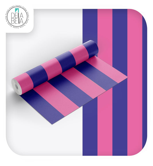 Pink Blue Stripe Vinyl Wrap	Retro Peel & Stick Furniture Film Makeover