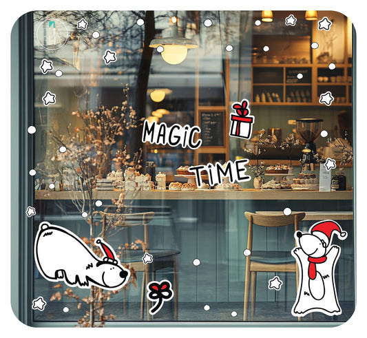 Festive Christmas Window Clings Reusable Vinyl Stickers Holiday Decorations for Shop Windows Stickers for Coffee Shops Stores Decorations Vinyl Wrap for Furniture, Kitchen Cabinets & Home Upcycling