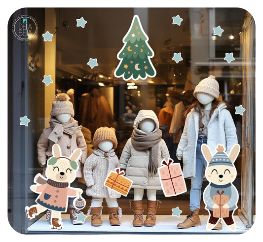 Children Shop Christmas Window Sticker for Kids Store Baby Store Decal Display Static Cling Film Static Reusable Cling Vinyl Decorations Vinyl Wrap for Furniture, Kitchen Cabinets & Home Upcycling