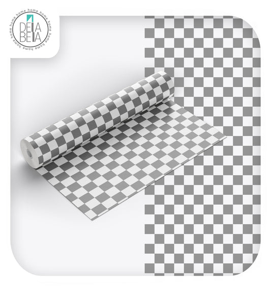 Kitchen Cupboard Wrap - Grey & White Chequered Sticky Back Plastic Vinyl Wrap for Furniture, Kitchen Cabinets & Home Upcycling