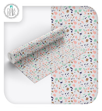 Peel & Stick Terrazzo Vinyl Wrap for Boho Cabinet & Furniture Decor
