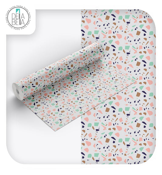 Peel & Stick Terrazzo Vinyl Wrap for Boho Cabinet & Furniture Decor