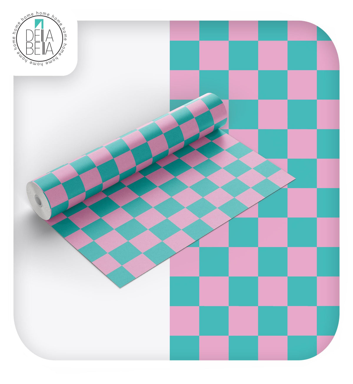 DIY Furniture Upcycling Vinyl | Aqua Checkered Wrap Vinyl Wrap for Furniture, Kitchen Cabinets & Home Upcycling