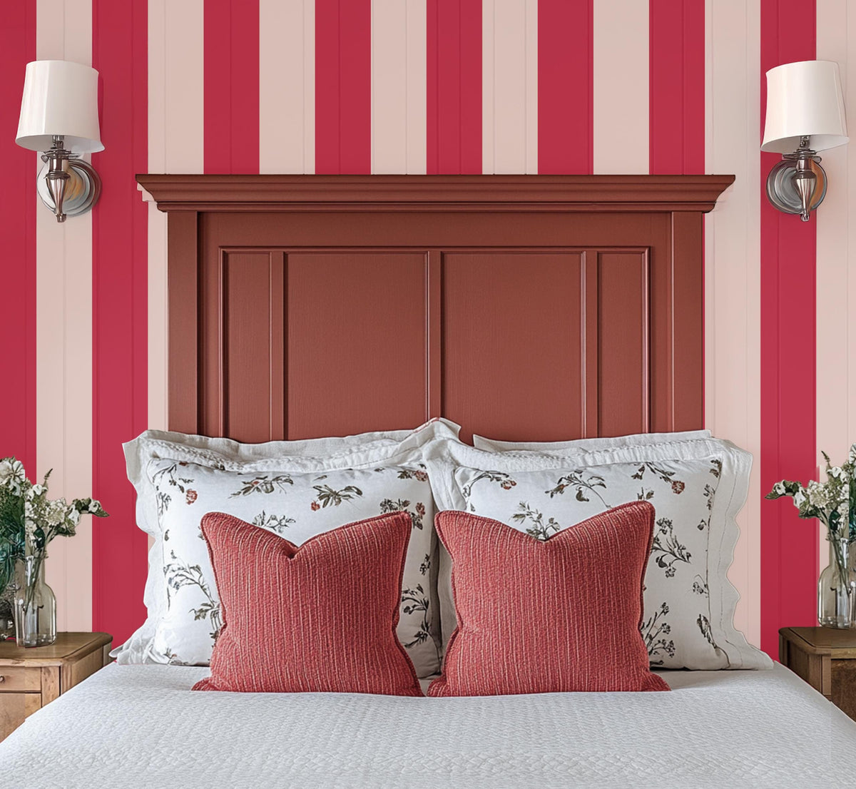 Burgundy Blush Stripe Vinyl Wrap Modern Self Adhesive Peel & Stick Film