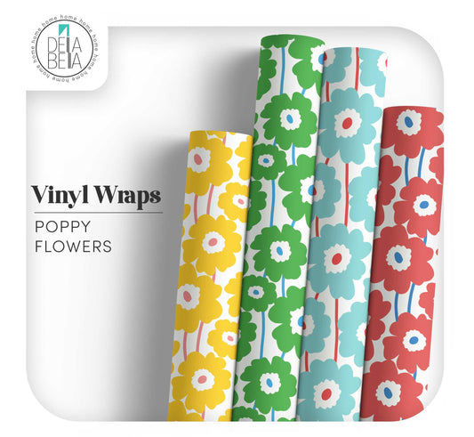 Poppy Flowers Peel and Stick Back Vinyl Wrapping for Furniture