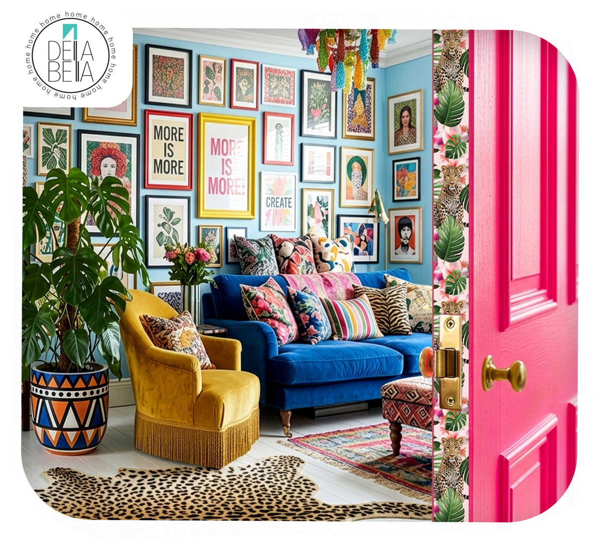 Pink Leopard Oasis Door Detail Strips | Door Edge Stickers & Vinyl Border
