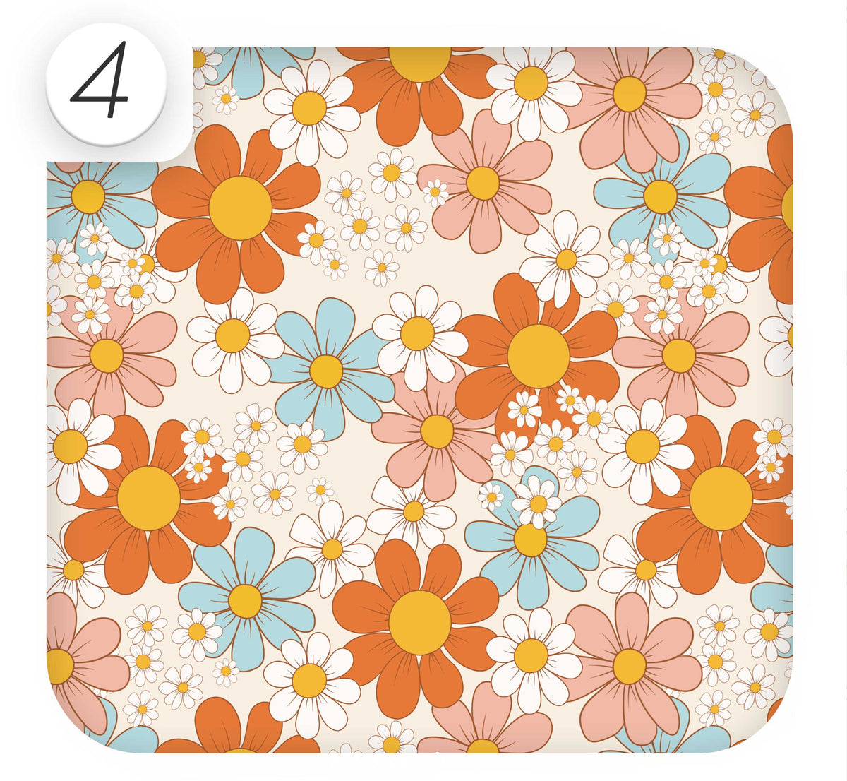 Retro Floral Vinyl Wrap for Furniture & Kitchen Cabinets | Maximalist Vintage Sticky Back Plastic