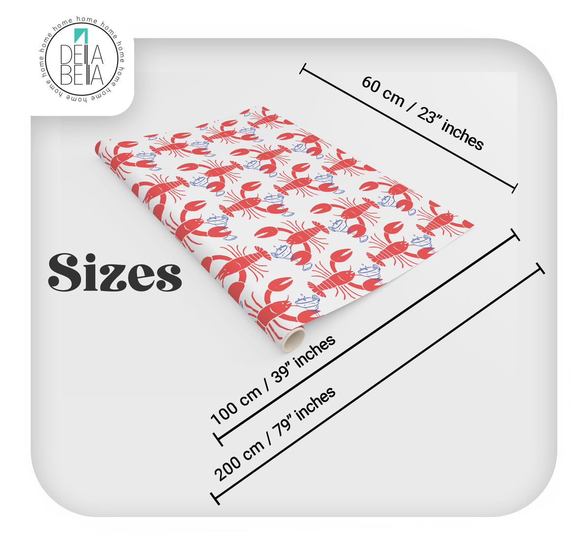 roll of Maximalist Decor Vinyl for Kitchen Cabinets Lobsters Cabinet Wrap Vinyl Quirky Kitchen Mediterranean Style Nautical Kitchen Furniture Wrap