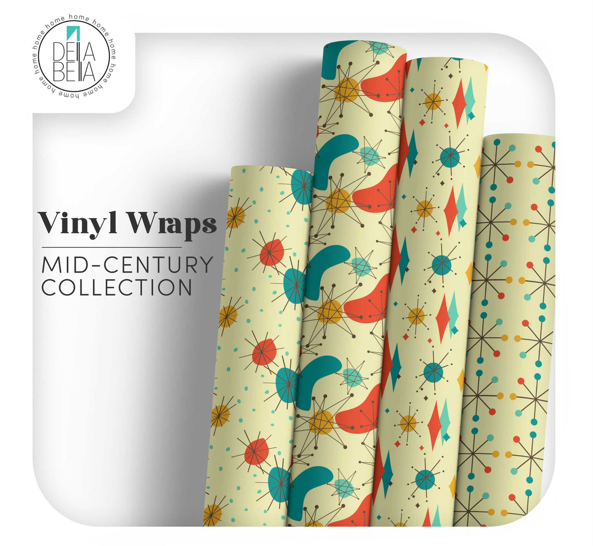 Retro Mid Century Furniture Vinyl Wrap | Atomic Sticky Back Plastic UK